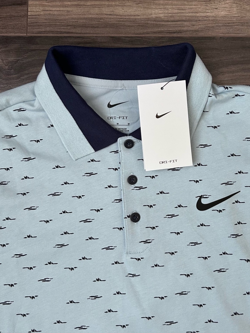Nike Dri Fit Golf Tour Micro Print Short Sleeve Polo Armory Blue Men’s M New
